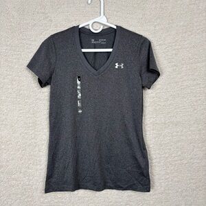 Under Armour Top Womens XS Gray Short Sleeve Loose Fit V Neck T-shirt